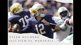 Tyler Buchner FILM BREAKDOWN Notre Dame vs Marshall 2022 [upl. by Rodrich]