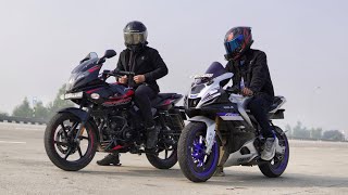 2025 Pulsar 220 BS7 VS Yamaha R15M  Legendary Race [upl. by Weinert]