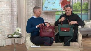 Isaac Mizrahi Live Bridgehampton Pebble Leather Shopper Handbag on QVC [upl. by Muir]