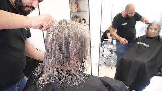 OLDER WOMAN WANTS BEAUTIFUL SHORT BOB HAIRCUT  GREY BOB CUT NO BANGS NO LAYERS [upl. by Atnauqahs]