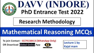 PhD Entrance Exam Devi Ahilya VishwavidyalayaDAVVIndore University Mathematical Reasoning MCQs [upl. by Randolf]