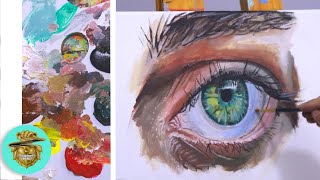 COMO Pintar OJOS REALISTAS  Tutorial de Pintura con ACRÍLICOS [upl. by Glorianna]