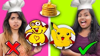 PANCAKE ART CHALLENGE 🥞😱 [upl. by Shoifet769]