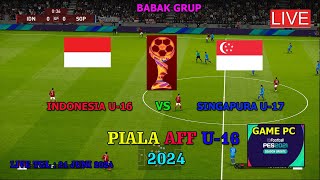 INDONESIA VS SINGAPURA PIALA AFF U16 2024 GAMEPLAY SIMULATION PES 2021 [upl. by Orimar306]