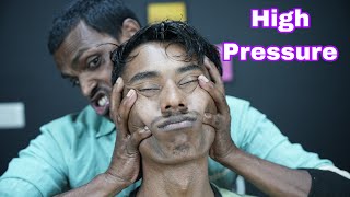 High Pressure Head Massage With Crunchy Neck Cracking  ASMR Strong Wrist Barber Head Massage [upl. by Guilbert]