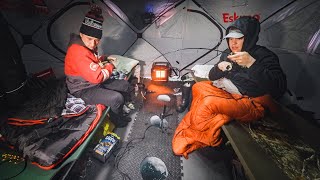 The Quest for a 30 Inch Walleye Ice Camping [upl. by Ahsenot]