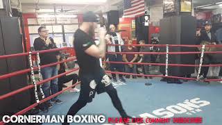 ROBERT HELENIUS SHADOW BOXING DURING GLEASONS GYM MEDIA WORKOUT AHEAD OF MAIN EVENT BOUT VS KOWNACKI [upl. by Brock]