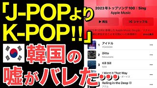 【海外の反応】AppleMusicの統計でもKPOPよりJPOPのほうが人気があることが判明！隣国遂に嘘がバレてしてしまう…【にほんのチカラ】 [upl. by Arthur]