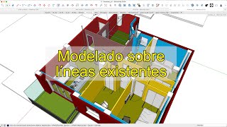 Modelado sobre lineas existentes  SketchUp [upl. by Aeneus]