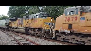 Union Pacific Grain Train Naples TX July 25 2024 414PM HORN SALUTE [upl. by Sirotek]