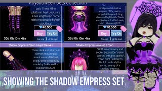 Showing the Full Shadow Empress Set Royale high [upl. by Dnalel]