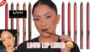 new NYX LINE LOUD LONGWEAR LIP LINER  NATURAL LIGHTING LIP SWATCHES amp WEAR TEST  MagdalineJanet [upl. by Anoed]