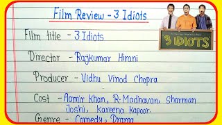 Movie review writing 3 idiots  Film review 3 idiots How to write Film review in English [upl. by Strang]