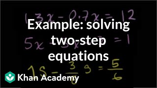 Example twostep equations  Linear equations  Algebra I  Khan Academy [upl. by Woodruff]