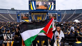 Graduates Stage Protest at University of Michigan Commencement  WSJ News [upl. by Gorton]