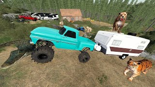 Campers Get Attacked by Wild Animals  Farming Simulator 22 [upl. by Oira]