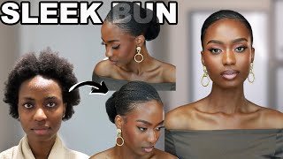 HOW TO  SLEEK LOW BUN ON 4C NATURAL HAIR  FIRST TIME GEL IN YEARS [upl. by Undis]