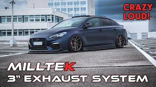 Hyundai i30N 3quot Milltek Exhaust  FMS 200 cell Downpipe Sound  Start up Revs Acceleration [upl. by Artemahs]