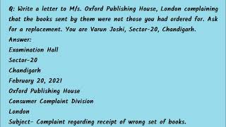 Formal letter of complaint example CBSE English Class 10 [upl. by Merchant]