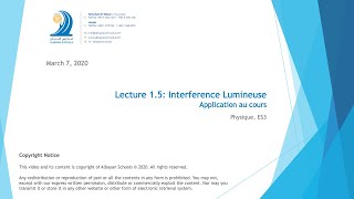 Lecture 15 Interference Lumineuse Application au cours [upl. by Geller478]