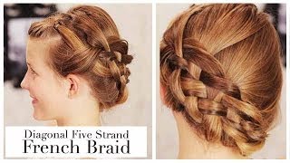 Diagonal Five Stranded French Braid [upl. by Nagol394]