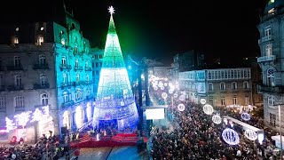 Encendido de las luces de la Navidad en Vigo [upl. by Yenahpets]