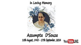 Live Streaming of Funeral Service of Assumpta DSouza [upl. by Drofiar]