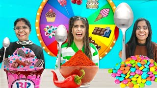 MYSTERY Wheel Food Challenge with BIG Medium Small SPOON🥄 [upl. by Enyaz]