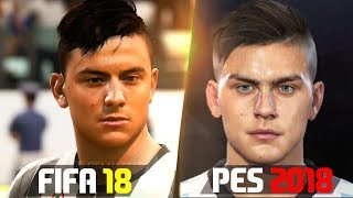 FIFA 18 vs PES 2018 Players Faces Comparison [upl. by Lesly596]