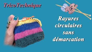 Tutos tricot  Des rayures en circulaire et sans démarcations [upl. by Atiuqiram]