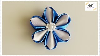 kwiat ze wstążki 🌼kanzashi 🌼 jak wykonać🌼krok po kroku🌼68 [upl. by Niuqauj]