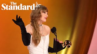 Taylor Swift makes Grammy history becoming the first person to win album of the year four times [upl. by Etteinotna]