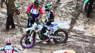 Hayden Deegan 2024 Supercross goes down in qualifying [upl. by Eelyak711]