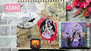 ASMR Creative Journaling  Happy Halloween 🎃🧛🖤  ASMR Scrapbooking With Me  No Talking [upl. by Lletnuahs]