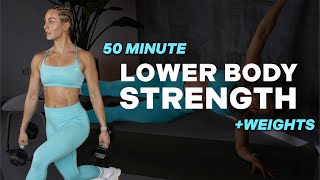 50 MIN LOWER BODY STRENGTH WORKOUT  LEGS ON FIRE   Weights  With Repeat  Glutes  Core [upl. by Fleeman]