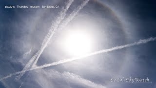 Planes Spray 4 Crossed Chemtrails Solar Halo Intensifies [upl. by Ahsain]