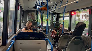 🎤Singing Bus in Germany 🇩🇪 🎶 Beautiful Performance by Cadence amp Cascade  Cultural Event in Germany [upl. by Annawad]