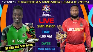 🔴LIVESt Kitts and Nevis Patriots vs Trinbago Knight Riders25th Match T20i SNPvsTKR I CPL2024Live [upl. by Yenattirb]