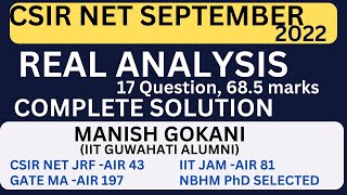 CSIR NET SEPTEMBER 2022 REAL ANALYSIS COMPLETE SOLUTION WITH MANISH GOKANI [upl. by Wharton605]