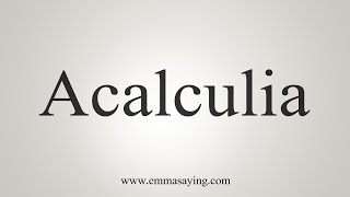 How To Say Acalculia [upl. by Gilles156]