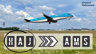 KLM takeoff from Hannover airport HAJ  Embraer E175 [upl. by Phyl113]