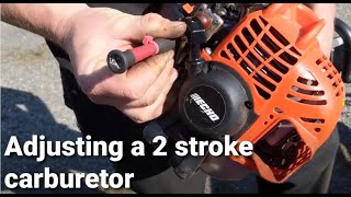 How to set The High Air  Fuel Mixture on an Echo 2 Cycle Weedeater  Line Trimmer Carburetor echo [upl. by Lothaire]