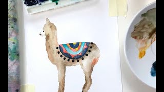 Alpaca Illustration  WATERCOLOR [upl. by Tare]