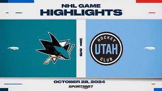 NHL Highlights  Sharks vs Utah  October 28 2024 [upl. by Sileray]