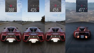 Forza Horizon 5  Lykan HyperSport Top Speed Compilation  Stock Vs Tuned [upl. by Ilyse]