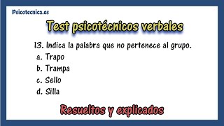 📝 Test psicotécnicos de razonamiento verbal con respuestas  con 20 ejercicios explicados [upl. by Htinnek]