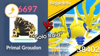 SOLO REGIELEKI Raid with One Mega Groudon in Pokemon GO [upl. by Bullis]