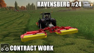 Contract Work  Harvesting Baling amp Fertilizing Ravensberg 24 Farming Simulator 19 Timelapse [upl. by Cos]