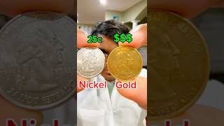 How to transform a nickel coin into a gold coin alchemy scienceexperiment scienceproject howto [upl. by Elwina373]