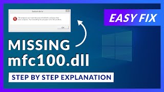 mfc100dll Missing Error  How to Fix  2 Fixes  2021 [upl. by Airom]